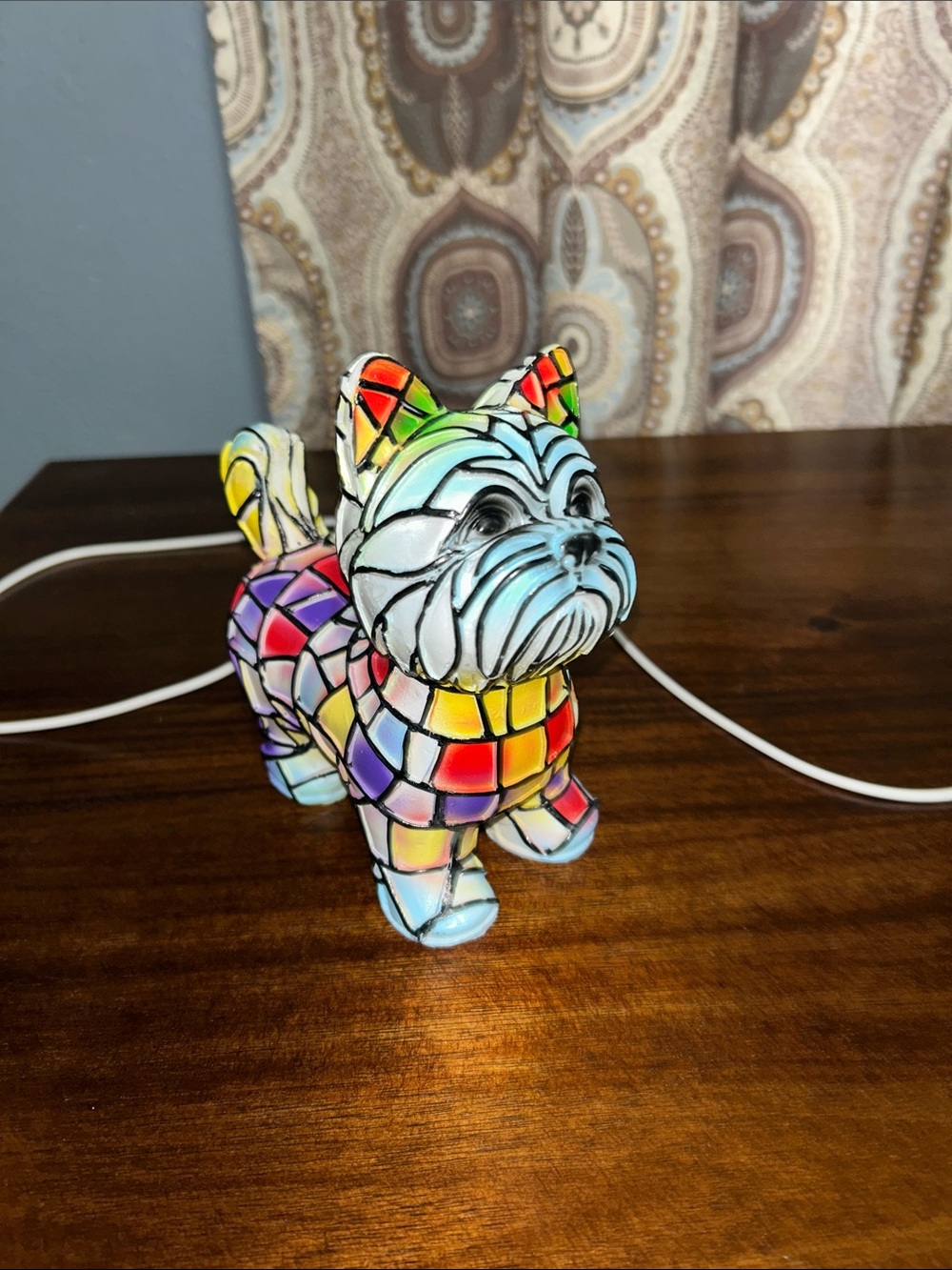 Colorful Mosaic Dog Figurine Lamp